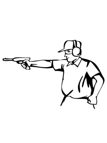 Pistol Shooting Coloring Page